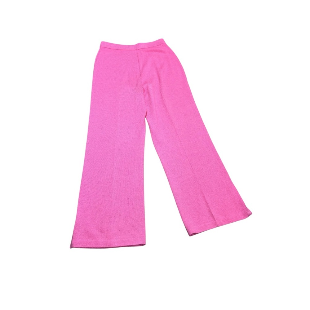 St. John Evening Santana Knit Wide Leg Quiet Luxury Old Money Barbie Pink Pants - Picture 4 of 6